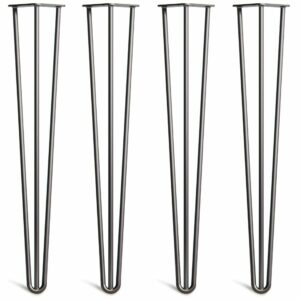 Hairpin Table Legs In Raw Steel x4 | Industrial Style